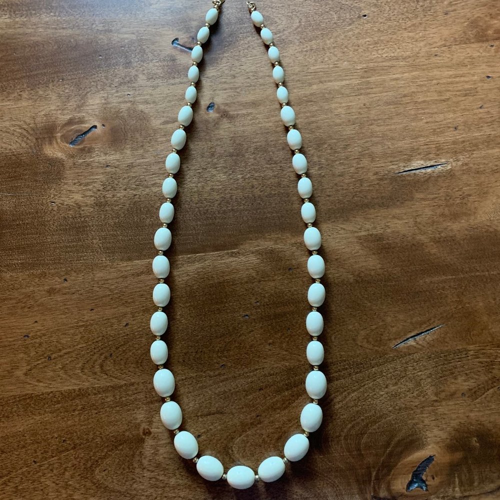 Vintage MONET Off White Acrylic Beaded Necklace